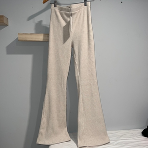Zara beige, ribed flare, high-rise‎ pants NWT